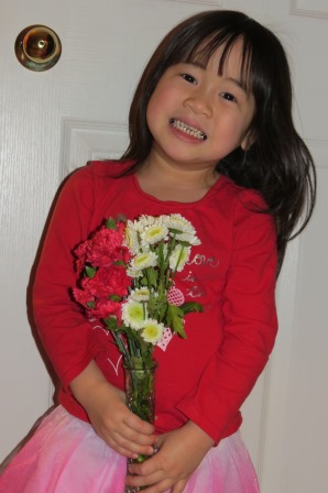Karis with her Valentine flowers